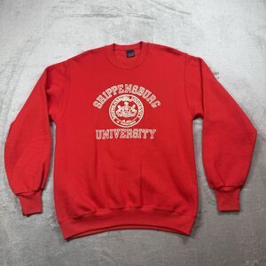 Vintage 90s Shippensburg University Crew Neck Sweatshirt Mens Large Red Fleece